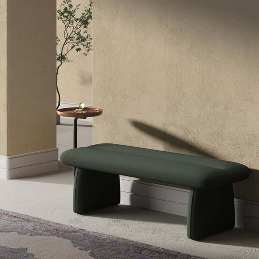 Modern Green Boucle Upholstered Bench with Tray for Entryway Main Product Image