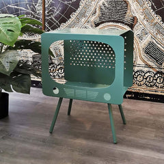 Modern Green Metal TV-Shaped Display Shelf With Storage