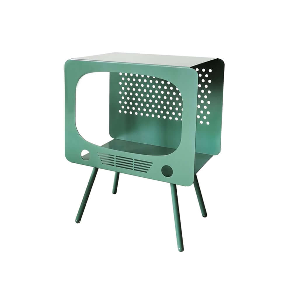 Modern Green Metal TV-Shaped Display Shelf With Storage