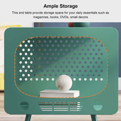 Modern Green Metal TV-Shaped Display Shelf With Storage