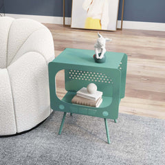 Modern Green Metal TV-Shaped Display Shelf With Storage