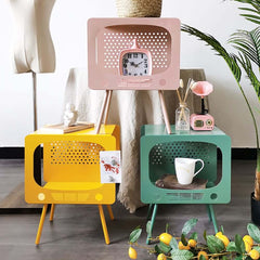 Modern Green Metal TV-Shaped Display Shelf With Storage