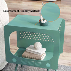 Modern Green Metal TV-Shaped Display Shelf With Storage