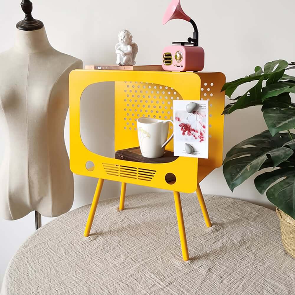 Modern Green Metal TV-Shaped Display Shelf With Storage