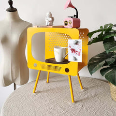 Modern Green Metal TV-Shaped Display Shelf With Storage
