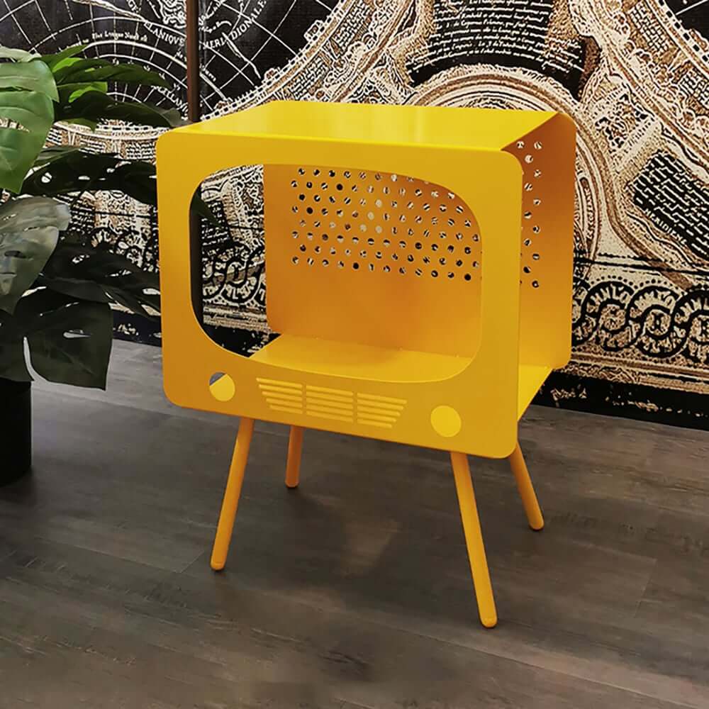 Modern Green Metal TV-Shaped Display Shelf With Storage