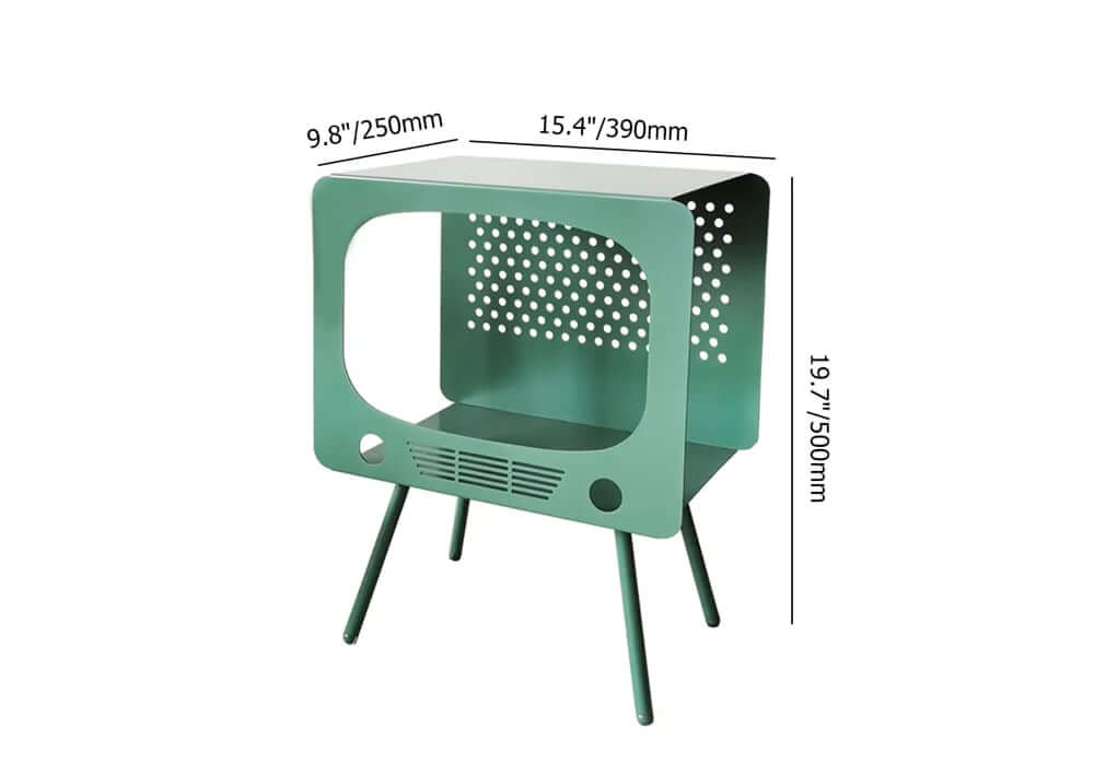 Modern Green Metal TV-Shaped Display Shelf With Storage Dimensions