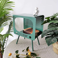 Modern Green Metal TV-Shaped Display Shelf With Storage Main Product Image