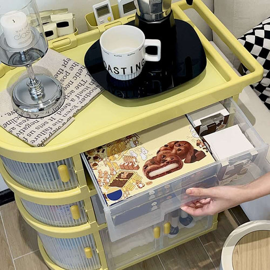 Modern Green Plastic Toy Organizer - 3-Tier Foldable Storage Cart