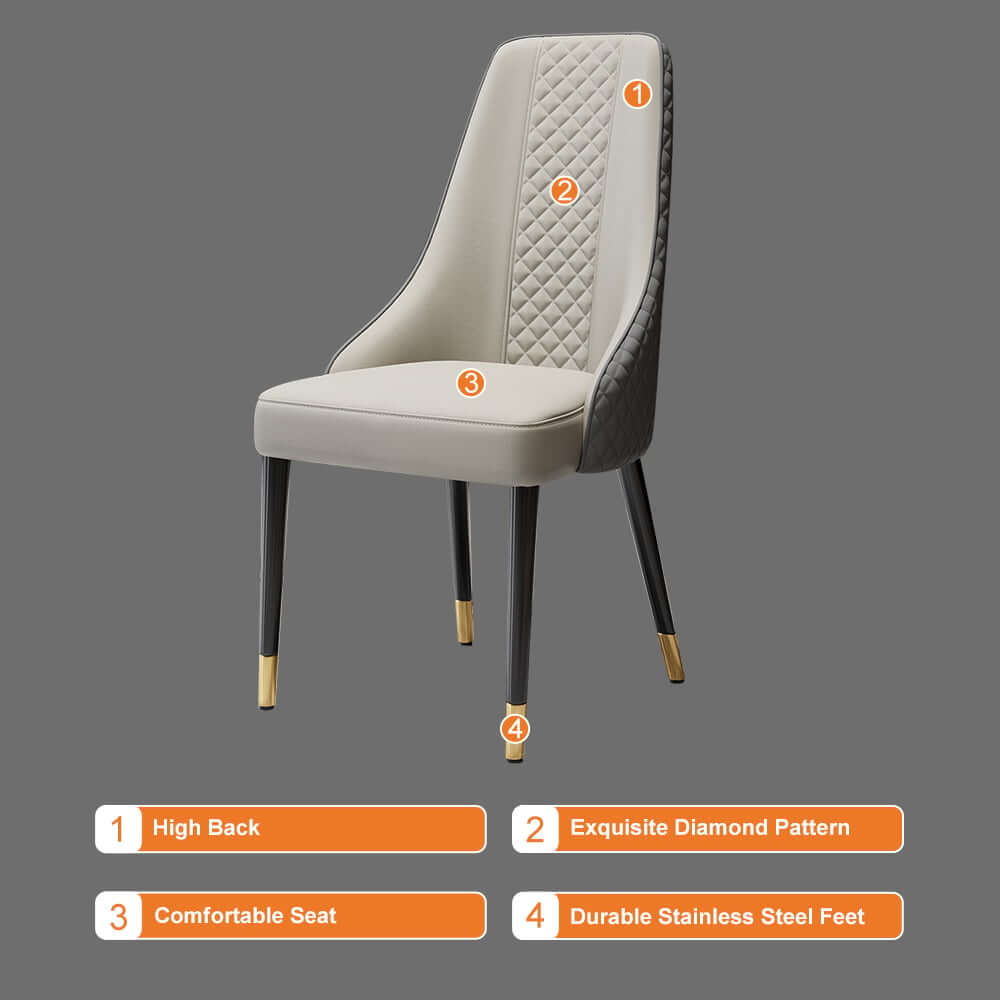 Modern High-Back Faux Leather Dining Chairs, Set of 6