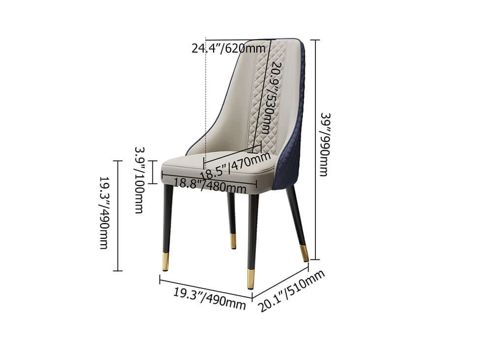 Modern High-Back Faux Leather Dining Chairs, Set of 6 Dimensions