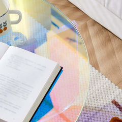Modern Iridescent Tempered Glass Coffee Table