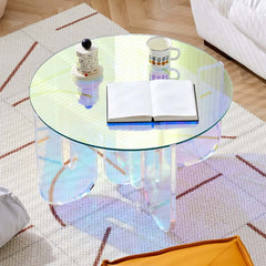 Modern Iridescent Tempered Glass Coffee Table
