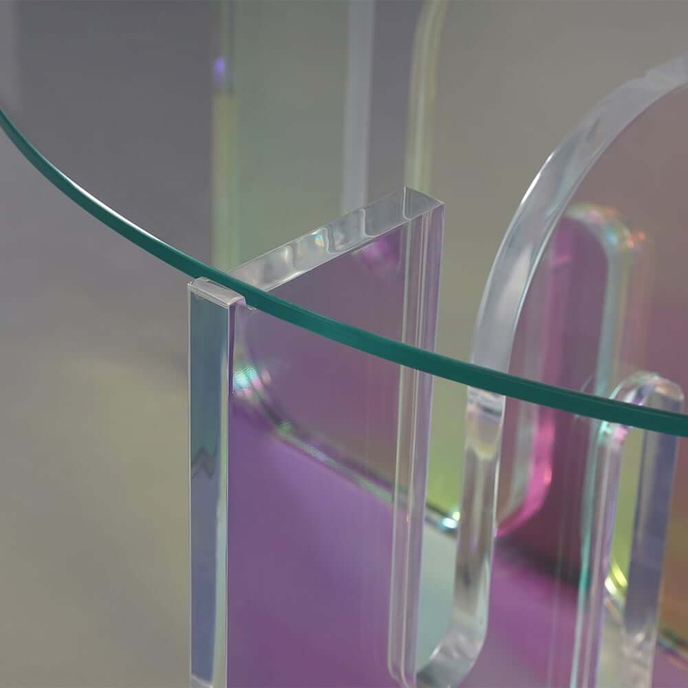 Modern Iridescent Tempered Glass Coffee Table