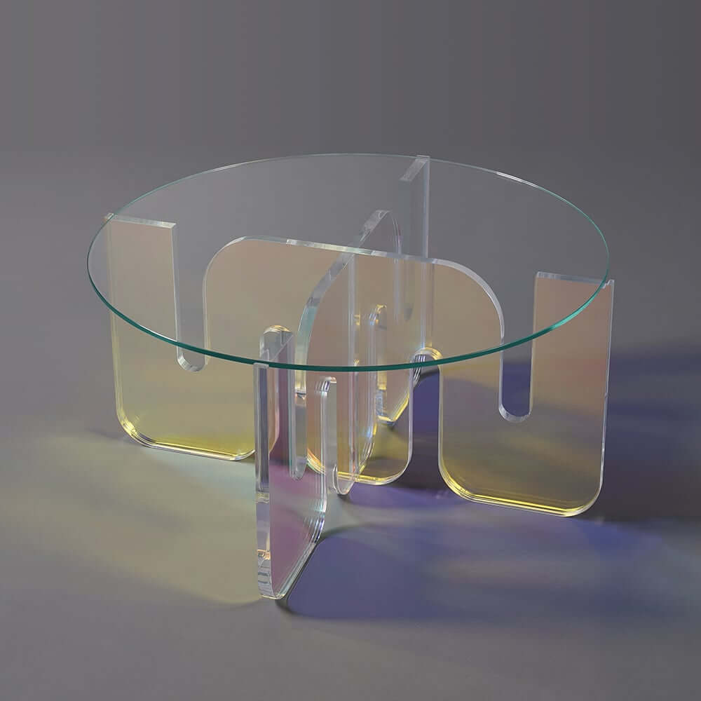 Modern Iridescent Tempered Glass Coffee Table