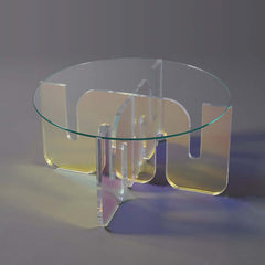 Modern Iridescent Tempered Glass Coffee Table