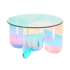 Modern Iridescent Tempered Glass Coffee Table