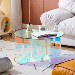 Modern Iridescent Tempered Glass Coffee Table Main Product Image