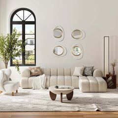 Modern Iron Accent Mirror Set with White & Gold Finish