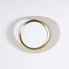 Modern Iron Accent Mirror Set with White & Gold Finish