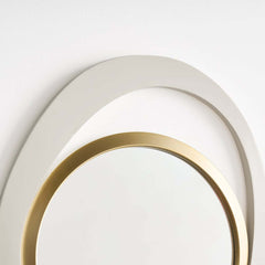 Modern Iron Accent Mirror Set with White & Gold Finish