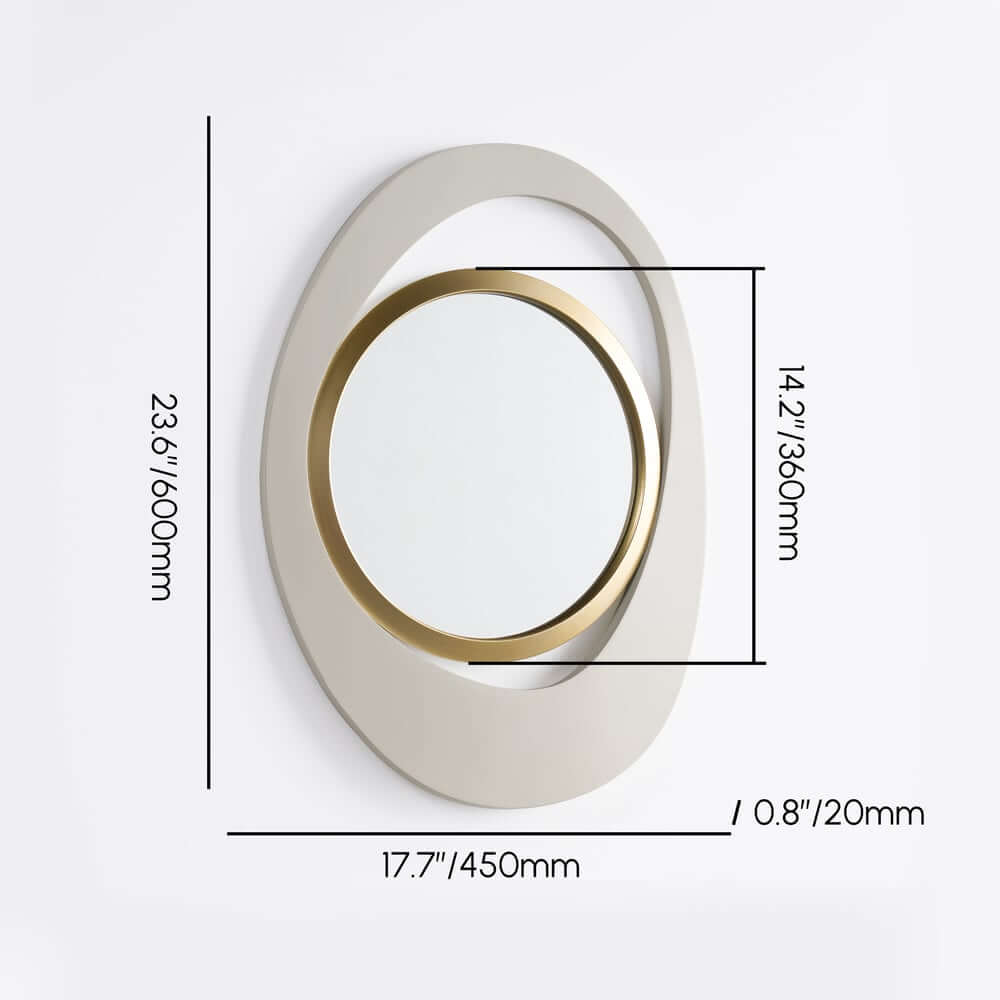 Modern Iron Accent Mirror Set with White & Gold Finish Dimensions