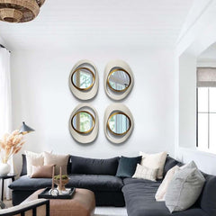 Modern Iron Accent Mirror Set with White & Gold Finish Main Product Image