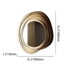 Modern Iron Wall Mirror with Abstract Gold Geometric Frame Dimensions