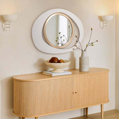 Modern Irregular Wall Mirror with White and Gold Iron Frame