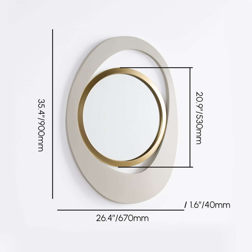 Modern Irregular Wall Mirror with White and Gold Iron Frame Dimensions