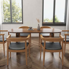Modern Japandi Solid Wood Dining Set with Rattan Chairs
