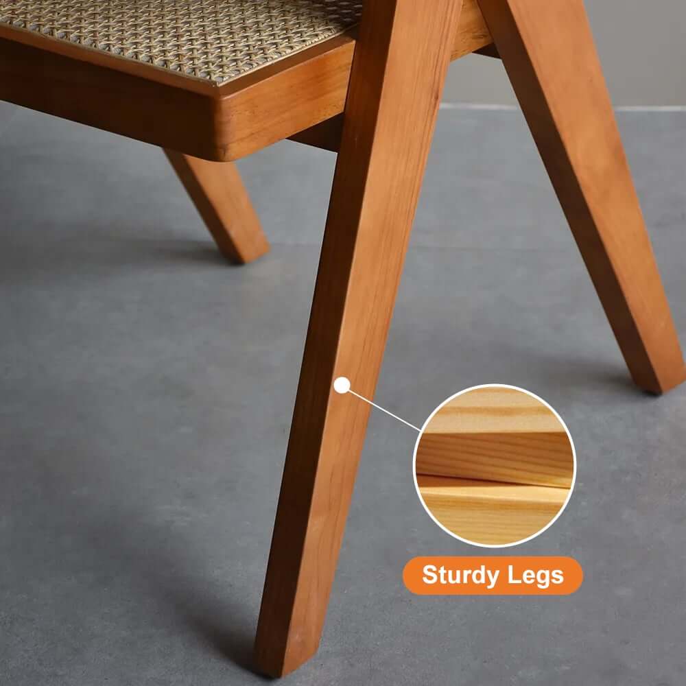 Modern Japandi Solid Wood Dining Set with Rattan Chairs