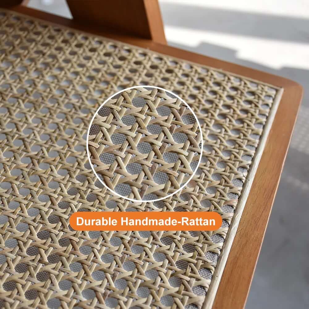 Modern Japandi Solid Wood Dining Set with Rattan Chairs