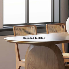 Modern Japandi Solid Wood Dining Set with Rattan Chairs