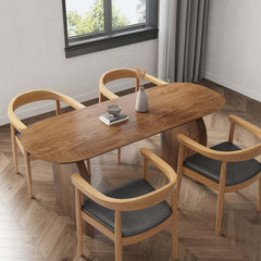 Modern Japandi Solid Wood Dining Set with Rattan Chairs