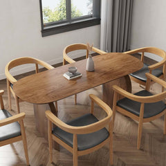 Modern Japandi Solid Wood Dining Set with Rattan Chairs