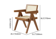 Modern Japandi Solid Wood Dining Set with Rattan Chairs Dimensions