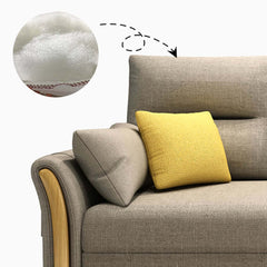 Modern Khaki Linen Sofa Bed with Storage and Flared Arms