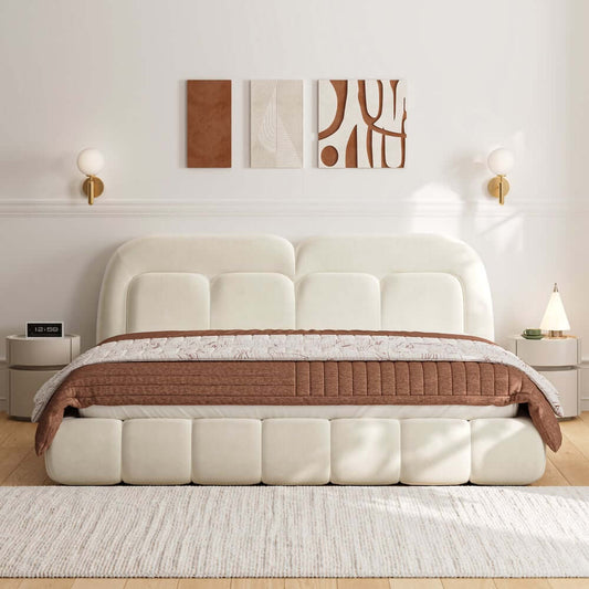 Modern King Velvet Upholstered Bed with Tufted Headboard Main Product Image