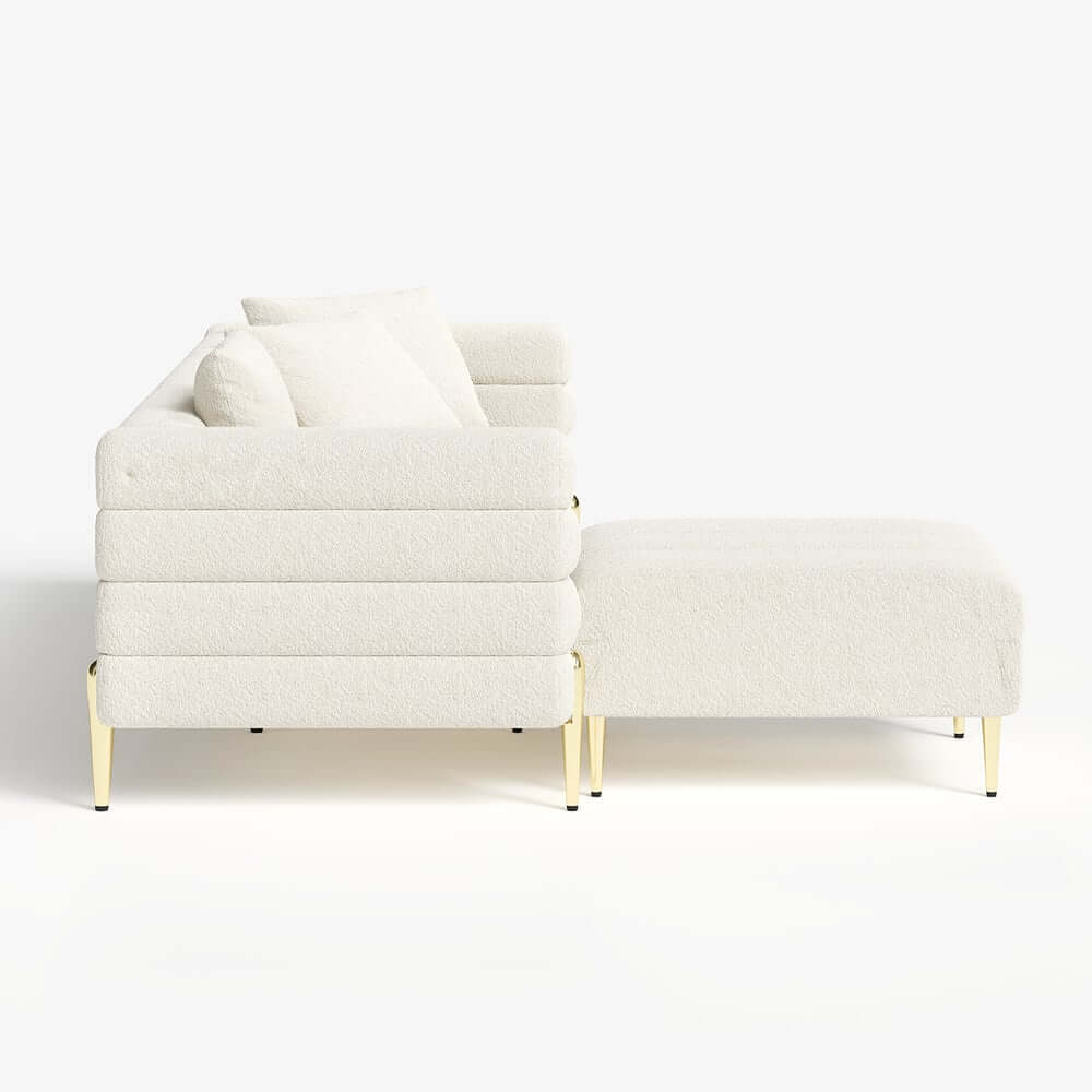 Modern L-Shaped Boucle Sectional Sofa with Ottoman