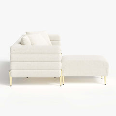 Modern L-Shaped Boucle Sectional Sofa with Ottoman