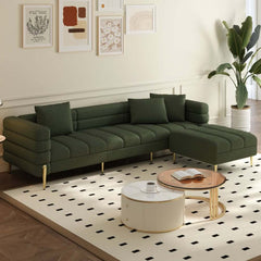 Modern L-Shaped Boucle Sectional Sofa with Ottoman