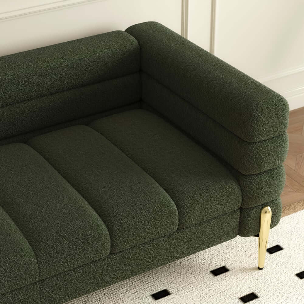 Modern L-Shaped Boucle Sectional Sofa with Ottoman