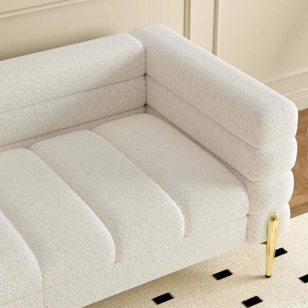 Modern L-Shaped Boucle Sectional Sofa with Ottoman