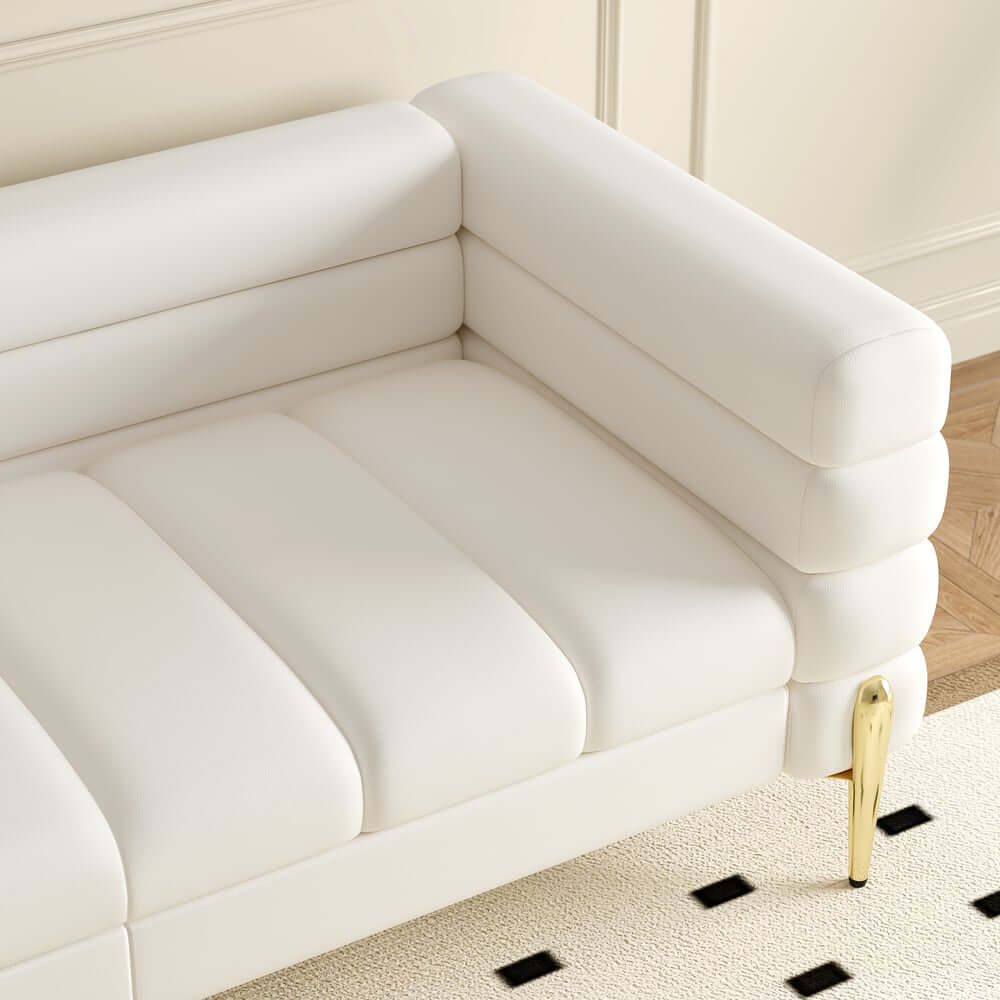 Modern L-Shaped Boucle Sectional Sofa with Ottoman