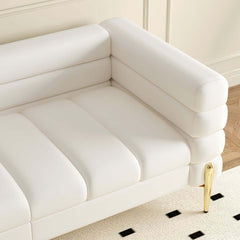 Modern L-Shaped Boucle Sectional Sofa with Ottoman