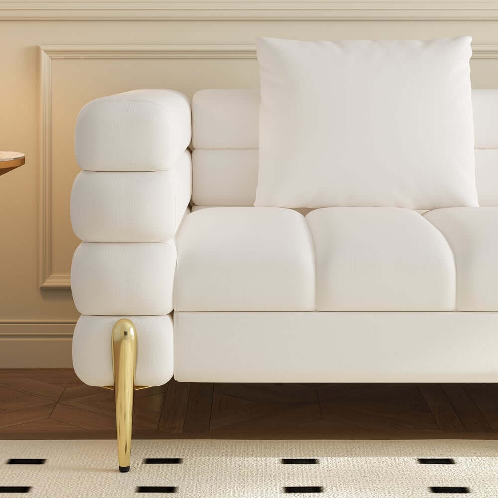 Modern L-Shaped Boucle Sectional Sofa with Ottoman