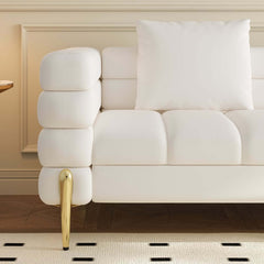 Modern L-Shaped Boucle Sectional Sofa with Ottoman