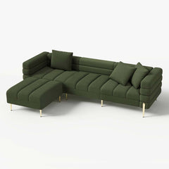 Modern L-Shaped Boucle Sectional Sofa with Ottoman