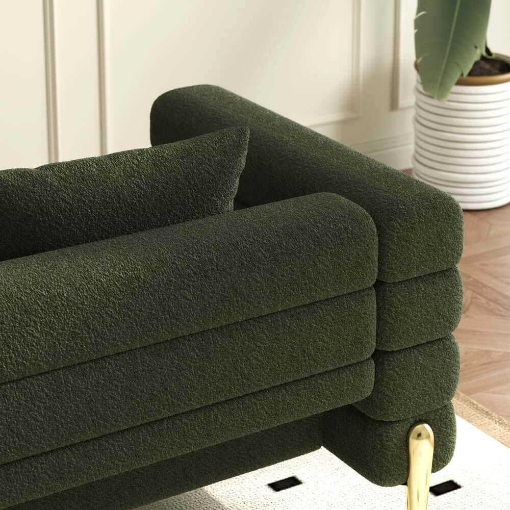 Modern L-Shaped Boucle Sectional Sofa with Ottoman
